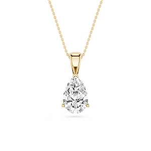 Pear Lab Grown Diamond 3 Prong Solitaire Pendant - 16 to 18 Inches