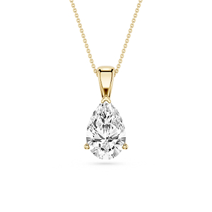 Pear Lab Grown Diamond 3 Prong Solitaire Pendant - 16 to 18 Inches