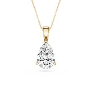 Pear Lab Grown Diamond 3 Prong Solitaire Pendant - 16 to 18 Inches