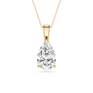 Pear Lab Grown Diamond 3 Prong Solitaire Pendant - 16 to 18 Inches