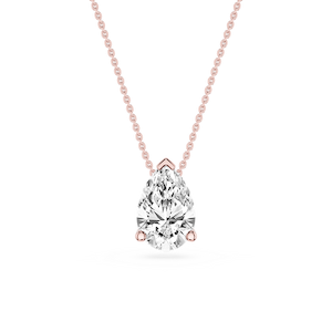 Pear Lab Grown Diamond 3 Prong Solitaire Slider Pendant - 16 to 18 Inches