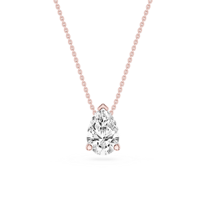 Pear Lab Grown Diamond 3 Prong Solitaire Slider Pendant - 16 to 18 Inches