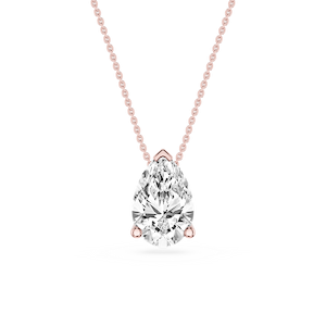Pear Lab Grown Diamond 3 Prong Solitaire Slider Pendant - 16 to 18 Inches