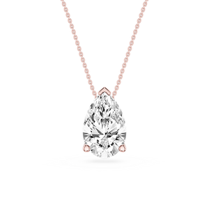 Pear Lab Grown Diamond 3 Prong Solitaire Slider Pendant - 16 to 18 Inches