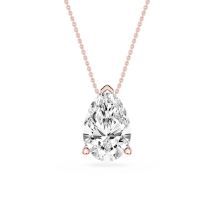 Pear Lab Grown Diamond 3 Prong Solitaire Slider Pendant - 16 to 18 Inches