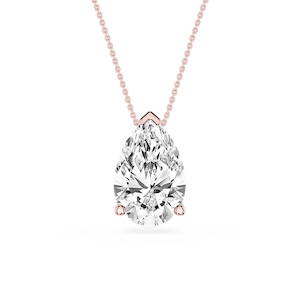 Pear Lab Grown Diamond 3 Prong Solitaire Slider Pendant - 16 to 18 Inches