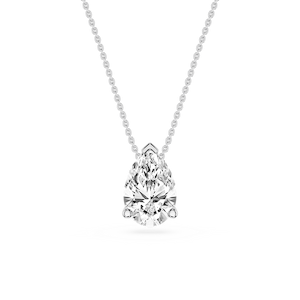 Pear Lab Grown Diamond 3 Prong Solitaire Slider Pendant - 16 to 18 Inches