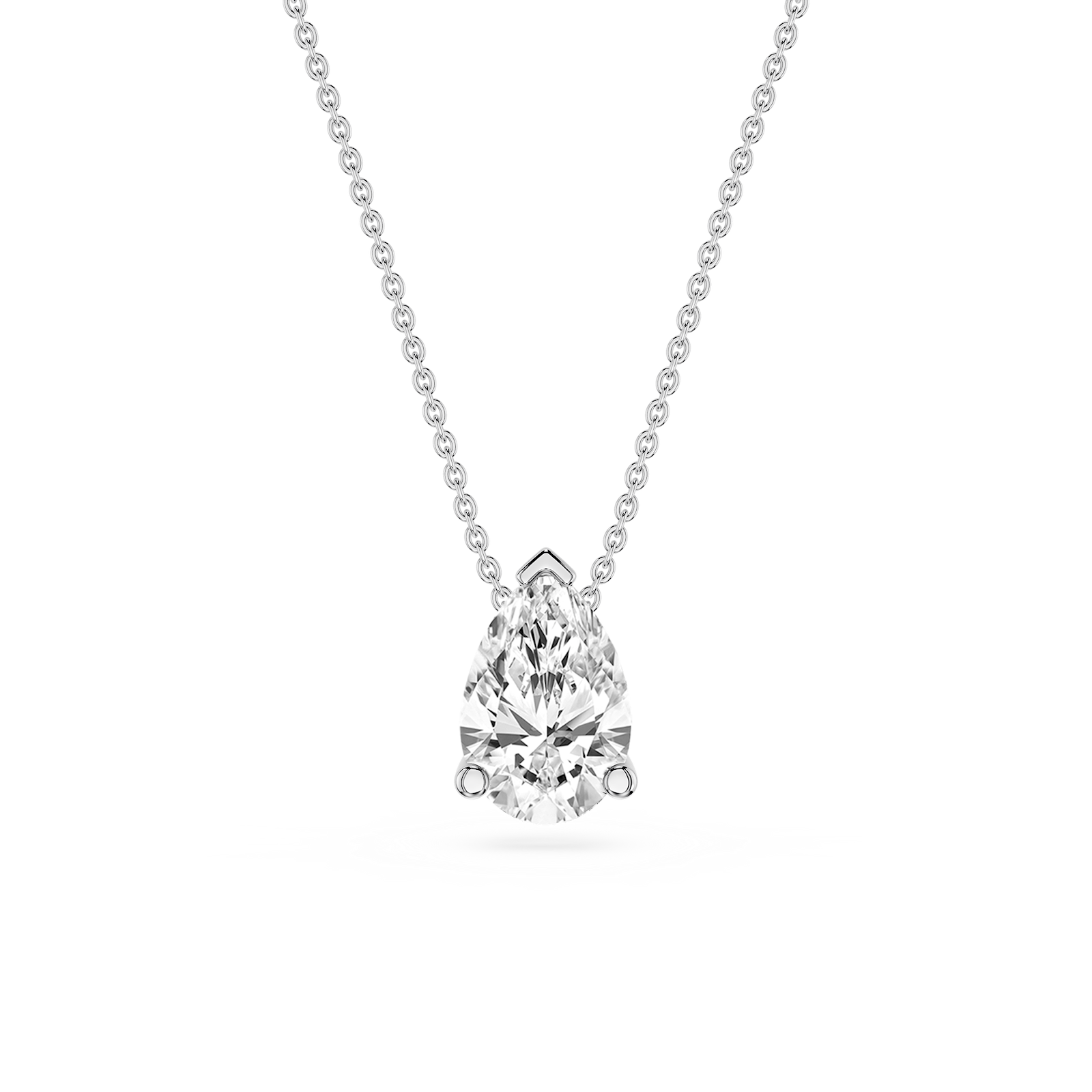 Pear Lab Grown Diamond 3 Prong Solitaire Slider Pendant - 16 to 18 Inches