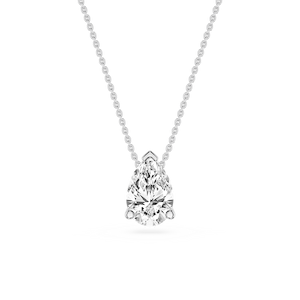 Pear Lab Grown Diamond 3 Prong Solitaire Slider Pendant - 16 to 18 Inches