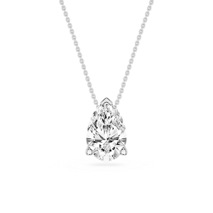 Pear Lab Grown Diamond 3 Prong Solitaire Slider Pendant - 16 to 18 Inches