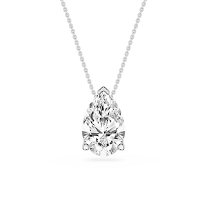 Pear Lab Grown Diamond 3 Prong Solitaire Slider Pendant - 16 to 18 Inches