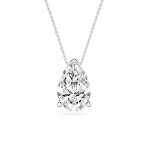Pear Lab Grown Diamond 3 Prong Solitaire Slider Pendant - 16 to 18 Inches
