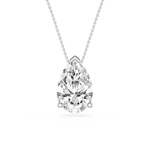 Pear Lab Grown Diamond 3 Prong Solitaire Slider Pendant - 16 to 18 Inches