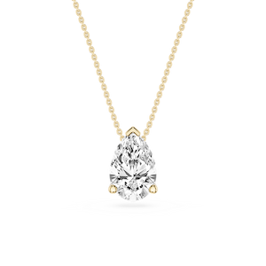 Pear Lab Grown Diamond 3 Prong Solitaire Slider Pendant - 16 to 18 Inches