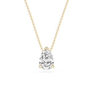 Pear Lab Grown Diamond 3 Prong Solitaire Slider Pendant - 16 to 18 Inches