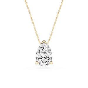 Pear Lab Grown Diamond 3 Prong Solitaire Slider Pendant - 16 to 18 Inches