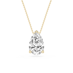 Pear Lab Grown Diamond 3 Prong Solitaire Slider Pendant - 16 to 18 Inches