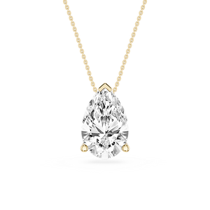 Pear Lab Grown Diamond 3 Prong Solitaire Slider Pendant - 16 to 18 Inches
