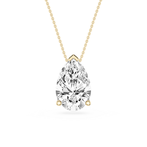 Pear Lab Grown Diamond 3 Prong Solitaire Slider Pendant - 16 to 18 Inches