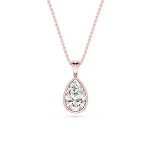 Pear Lab Grown Diamond Bezel Set Bail Solitaire Pendant - 16 to 18 Inches