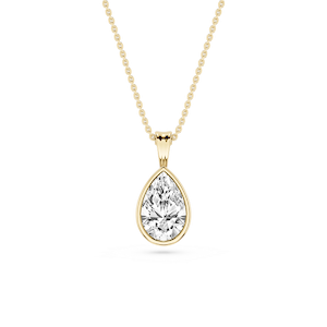 Pear Lab Grown Diamond Bezel Set Bail Solitaire Pendant - 16 to 18 Inches
