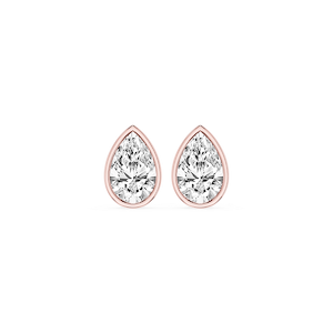 Pear Lab Grown Diamond Bezel Set Certified Stud Earrings