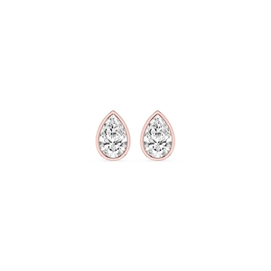 Pear Lab Grown Diamond Bezel Set Certified Stud Earrings