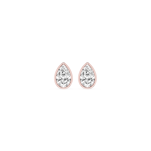 Pear Lab Grown Diamond Bezel Set Certified Stud Earrings