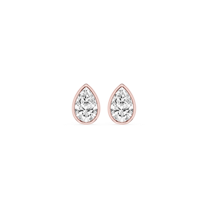 Pear Lab Grown Diamond Bezel Set Certified Stud Earrings