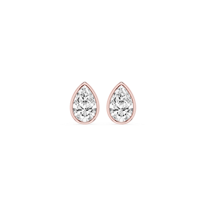 Pear Lab Grown Diamond Bezel Set Certified Stud Earrings