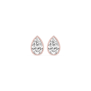Pear Lab Grown Diamond Bezel Set Certified Stud Earrings