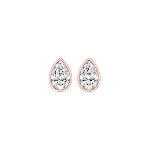 Pear Lab Grown Diamond Bezel Set Certified Stud Earrings