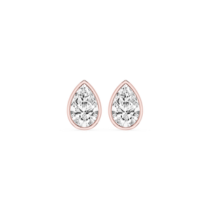 Pear Lab Grown Diamond Bezel Set Certified Stud Earrings