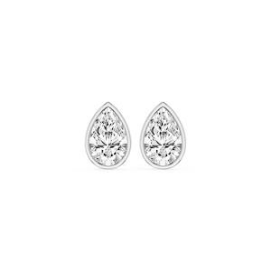 Pear Lab Grown Diamond Bezel Set Certified Stud Earrings