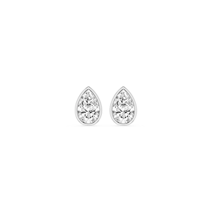 Pear Lab Grown Diamond Bezel Set Certified Stud Earrings