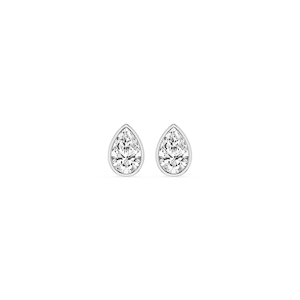 Pear Lab Grown Diamond Bezel Set Certified Stud Earrings