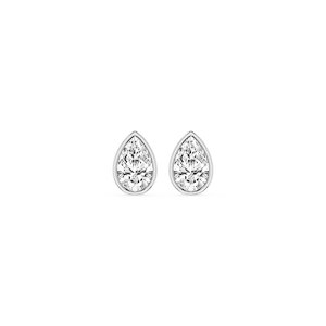 Pear Lab Grown Diamond Bezel Set Certified Stud Earrings