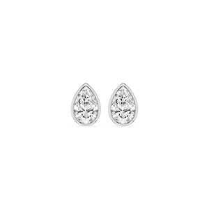 Pear Lab Grown Diamond Bezel Set Certified Stud Earrings