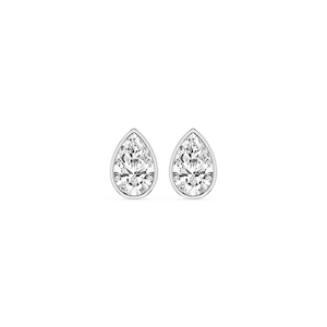 Pear Lab Grown Diamond Bezel Set Certified Stud Earrings
