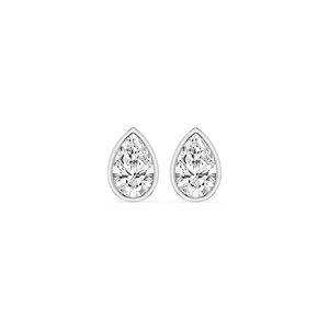 Pear Lab Grown Diamond Bezel Set Certified Stud Earrings