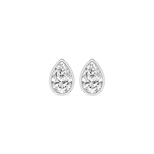 Pear Lab Grown Diamond Bezel Set Certified Stud Earrings