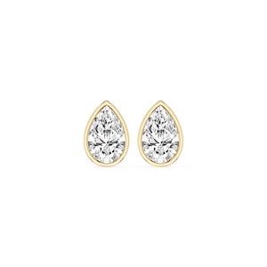 Pear Lab Grown Diamond Bezel Set Certified Stud Earrings