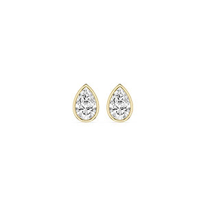 Pear Lab Grown Diamond Bezel Set Certified Stud Earrings