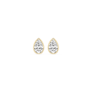 Pear Lab Grown Diamond Bezel Set Certified Stud Earrings