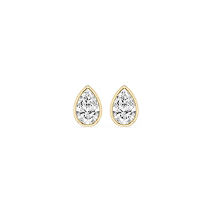 Pear Lab Grown Diamond Bezel Set Certified Stud Earrings