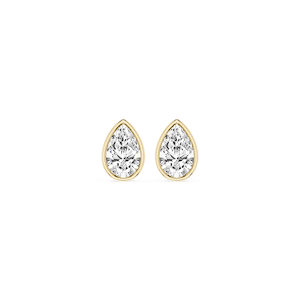 Pear Lab Grown Diamond Bezel Set Certified Stud Earrings