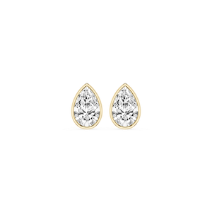 Pear Lab Grown Diamond Bezel Set Certified Stud Earrings