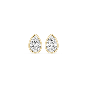 Pear Lab Grown Diamond Bezel Set Certified Stud Earrings