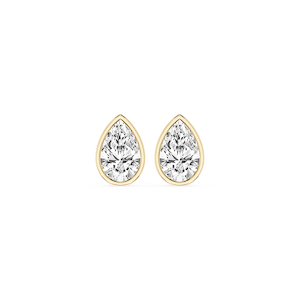 Pear Lab Grown Diamond Bezel Set Certified Stud Earrings