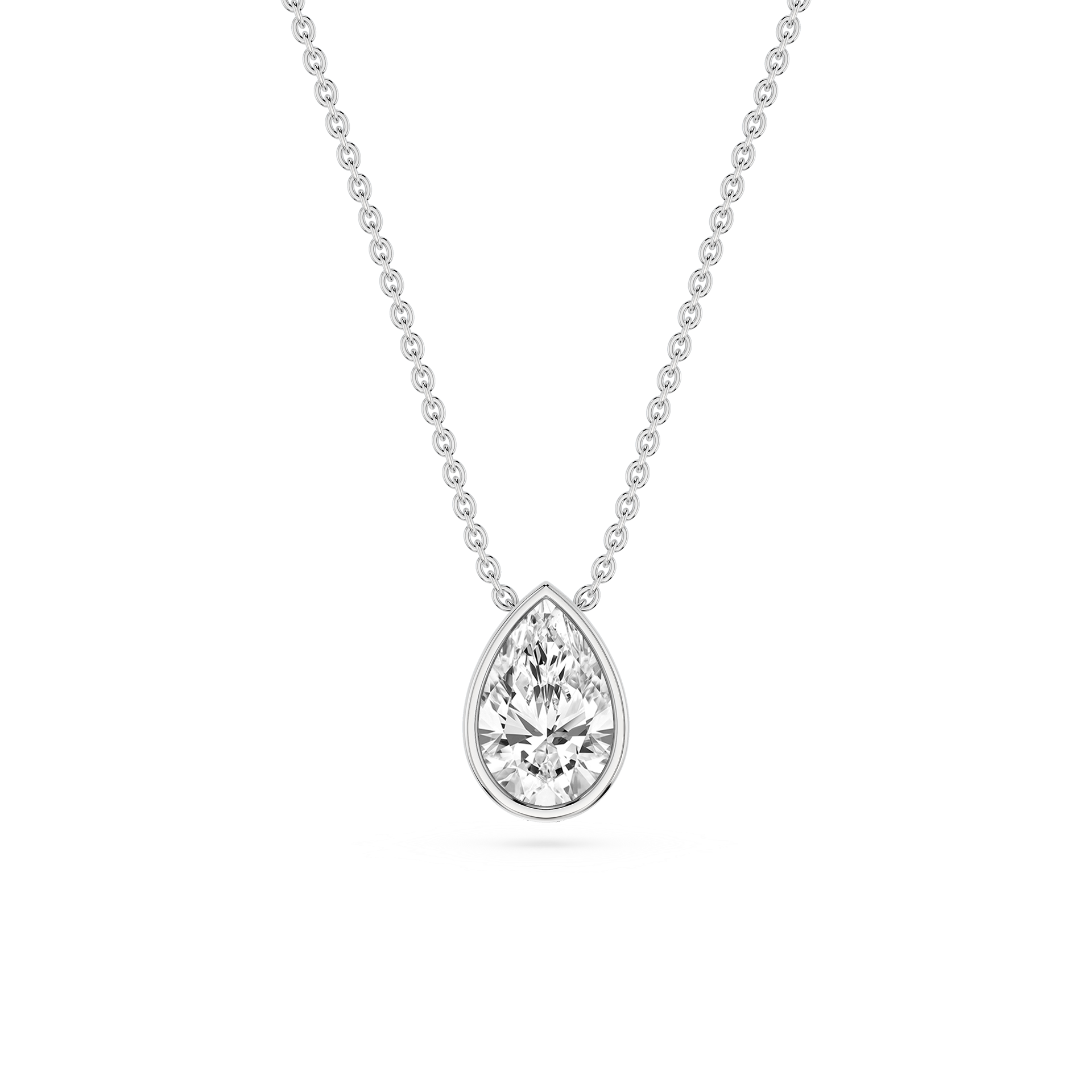 Pear Lab Grown Diamond Bezel Solitaire Slide Pendant - 16 to 18 Inches
